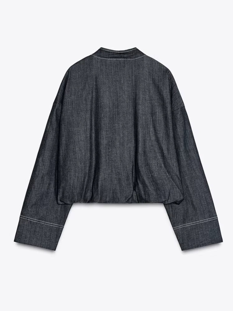 Denim Jacket Mini Skirt Set Slim Waist Bomber Long Sleeve Zipper Top High Waist A-Line Pleat Skirt Suit 2025 Spring Jeans Suit